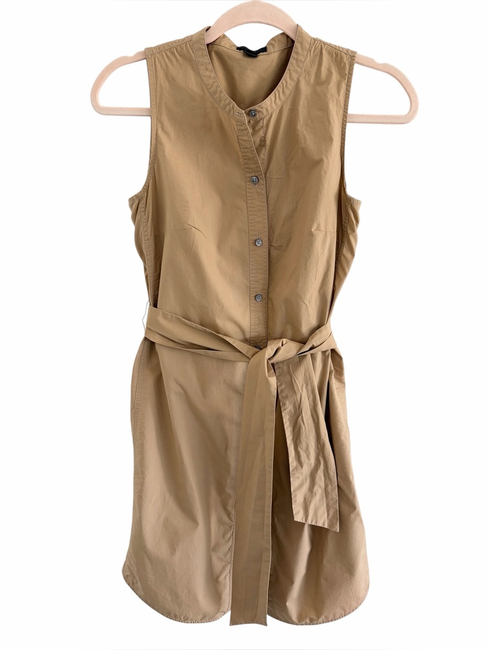 J Crew tan button front shirtdress